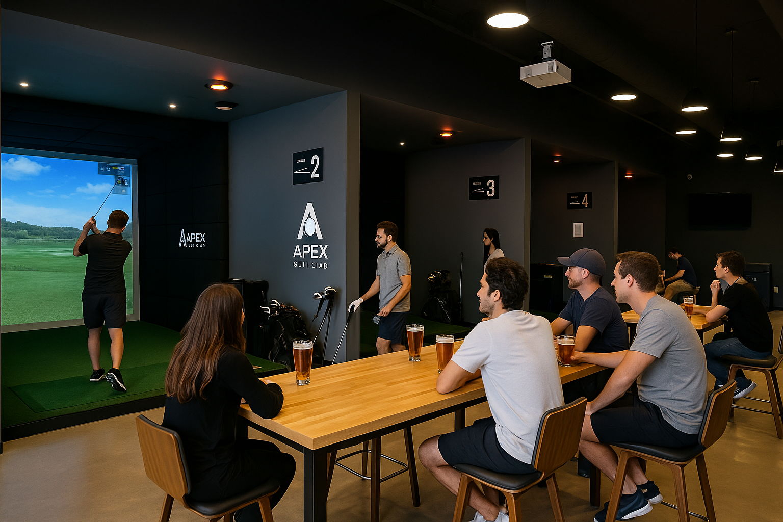 Indoor putting green area